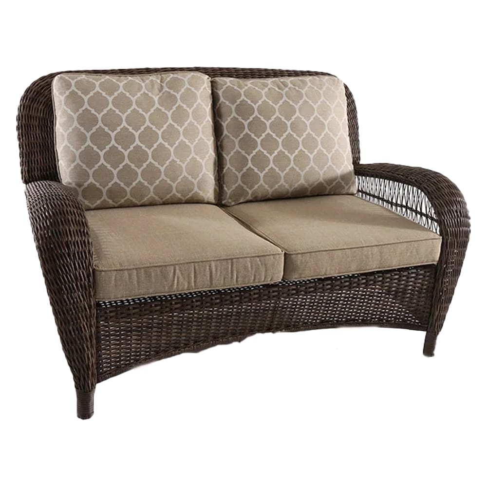 Hampton Bay Beacon Park Outdoor Patio Loveseat, Brown