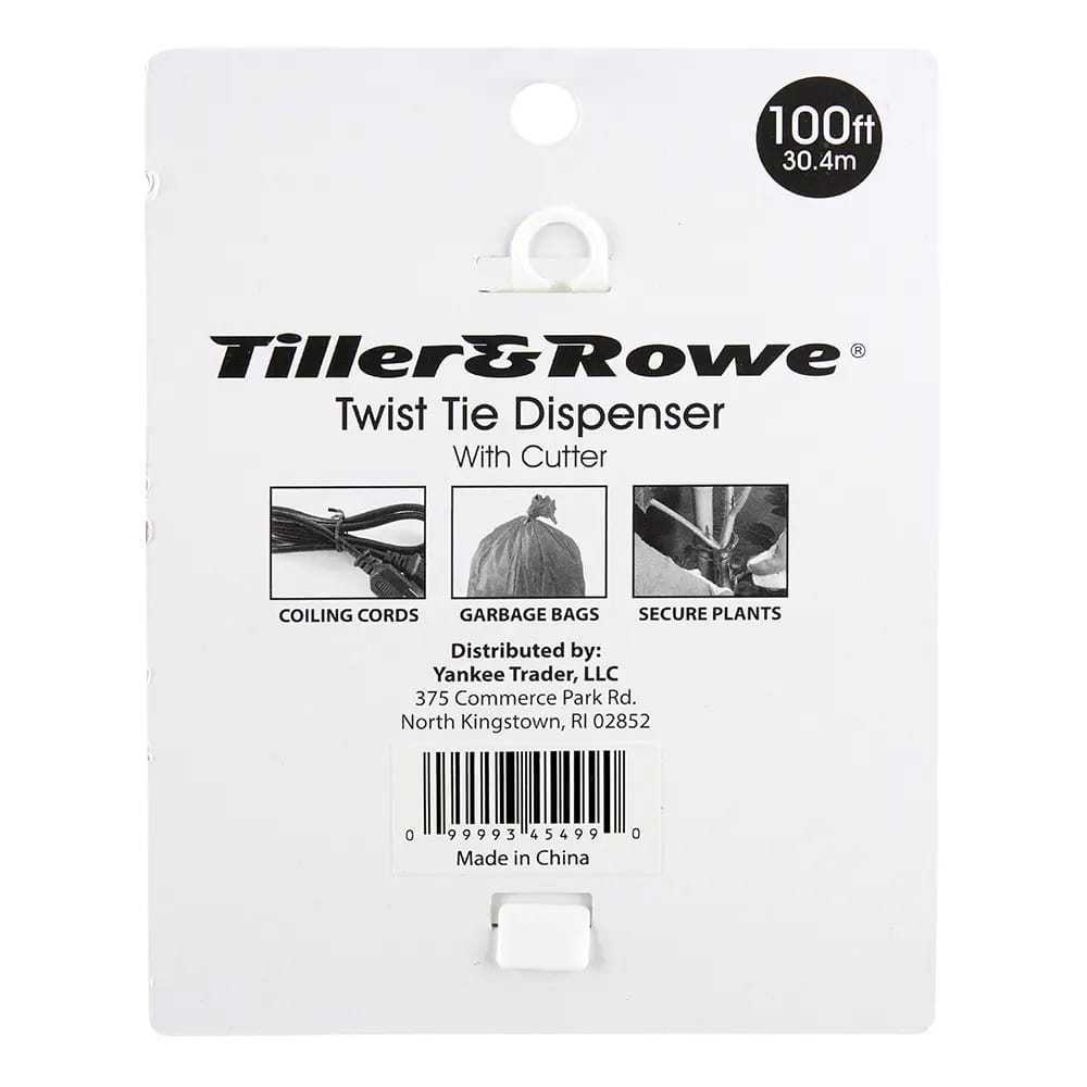 Tiller & Rowe Twist Tie Dispenser With Cutter, 100'