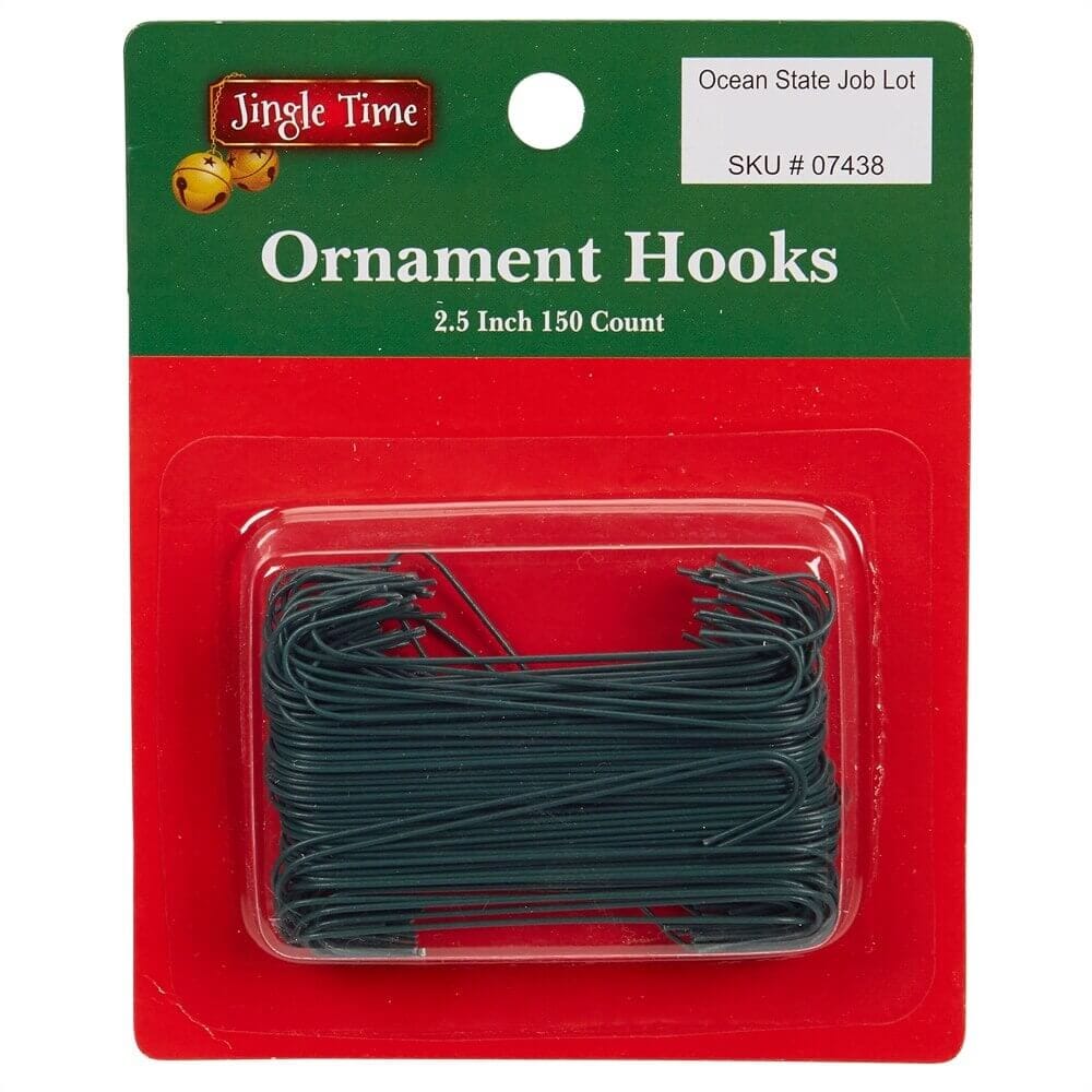 Jingle Time 2.5" Christmas Ornament Hooks, 150-Count