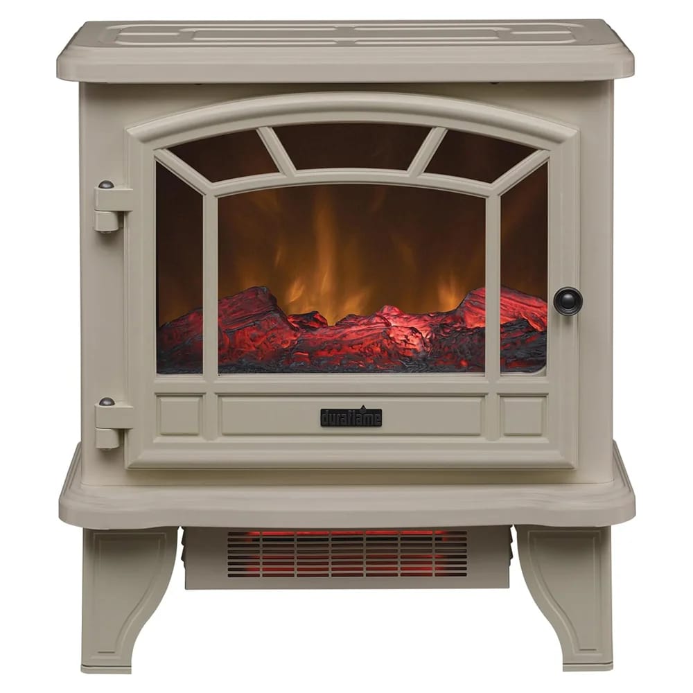 Duraflame Electric 1,500W Fireplace Stove Infrared Heater with Flickering Flame Effects, Cream