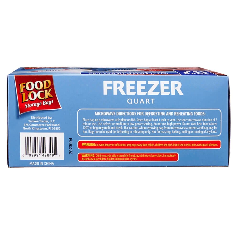 Food Lock Easy Slider Quart Freezer Storage Bags, 70 Count