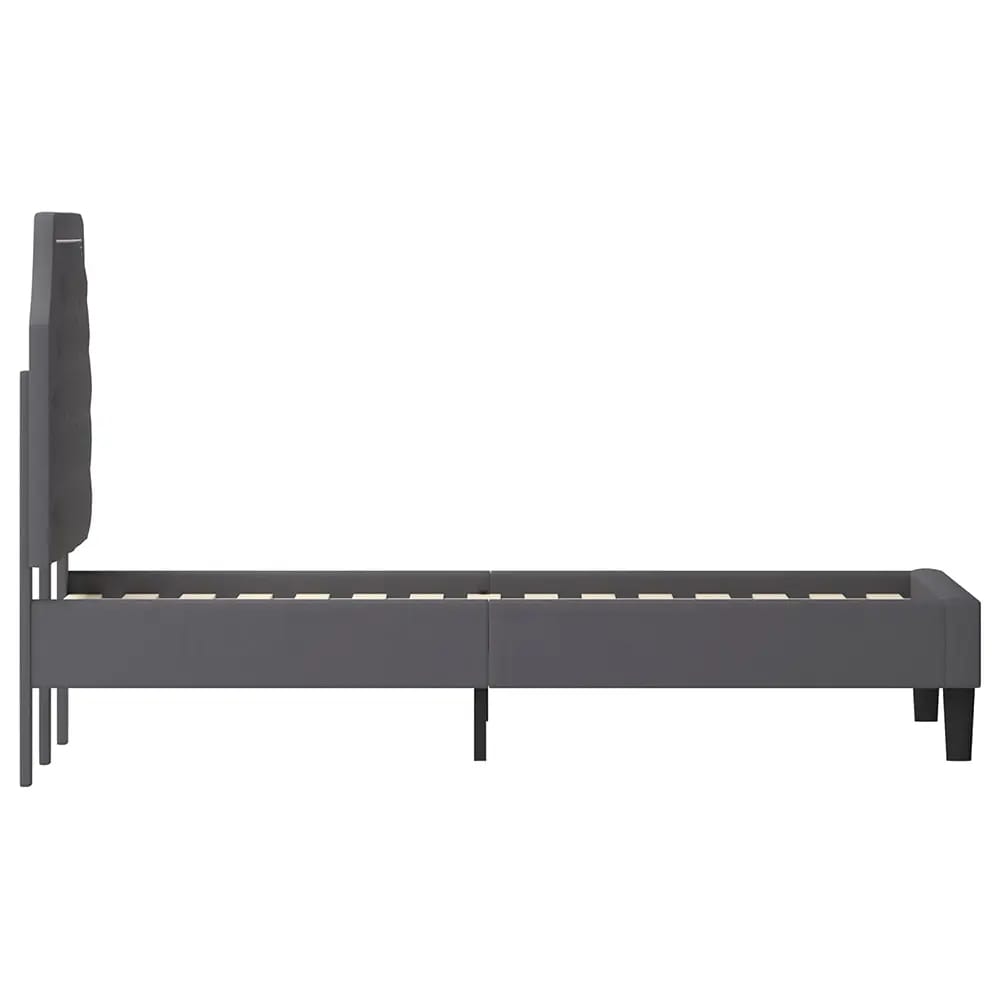 Brighton Arched Tufted Upholstered Platform Bed, King, Dark Gray