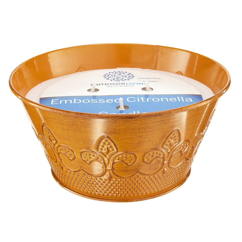Embossed Citronella Candle, 25 oz, Orange