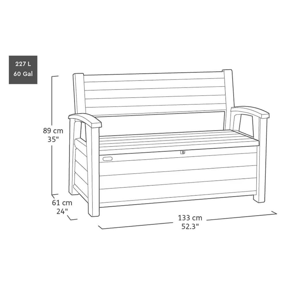 Keter 60-Gallon Resin Outdoor Storage Bench, Pine