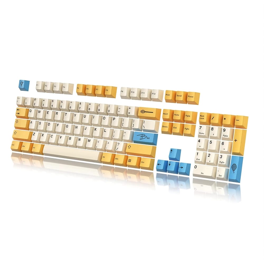 HK Gaming Custom Keycaps, Yellow/Blue