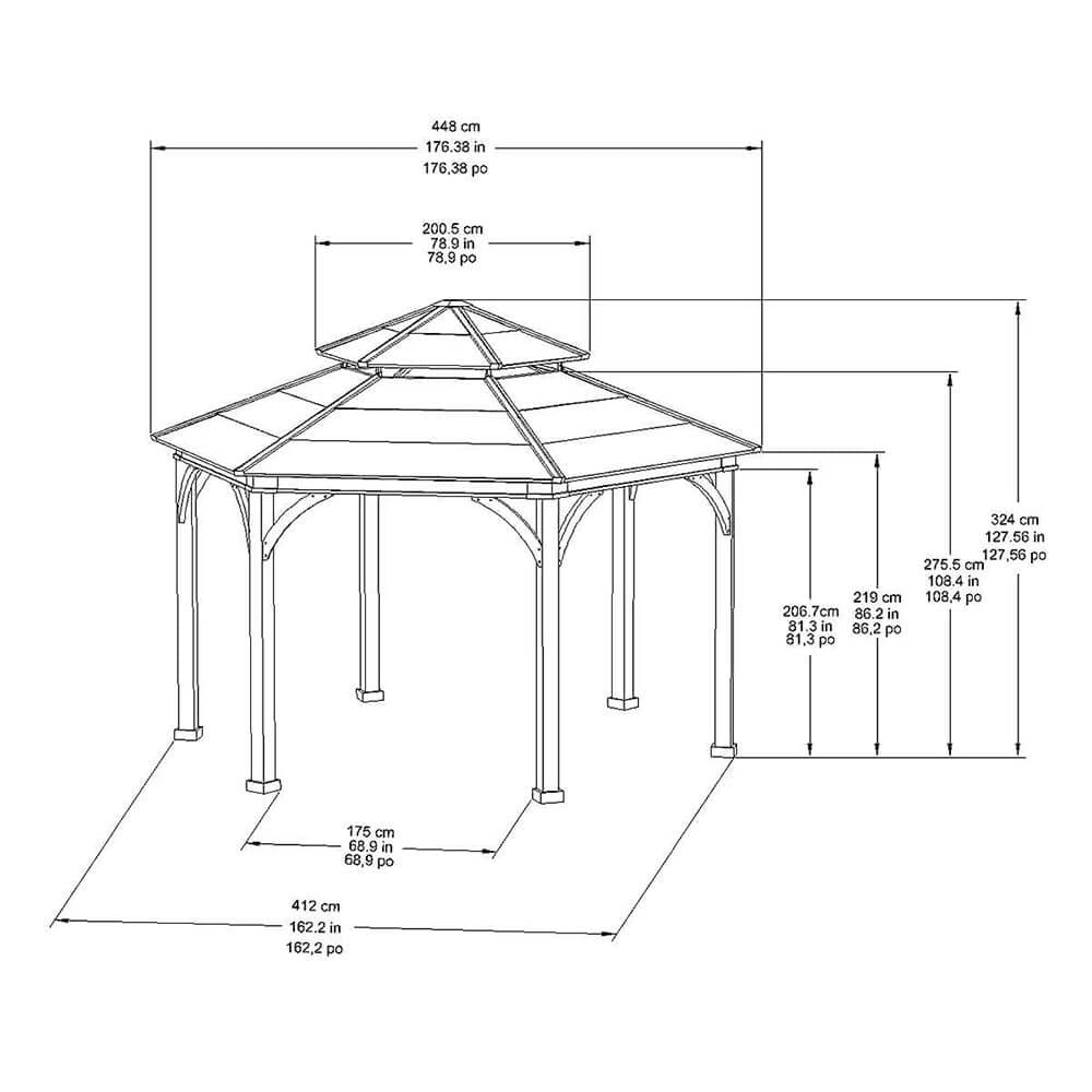 Ashland 14.7' x 14.7' Hexagonal Hardtop Gazebo