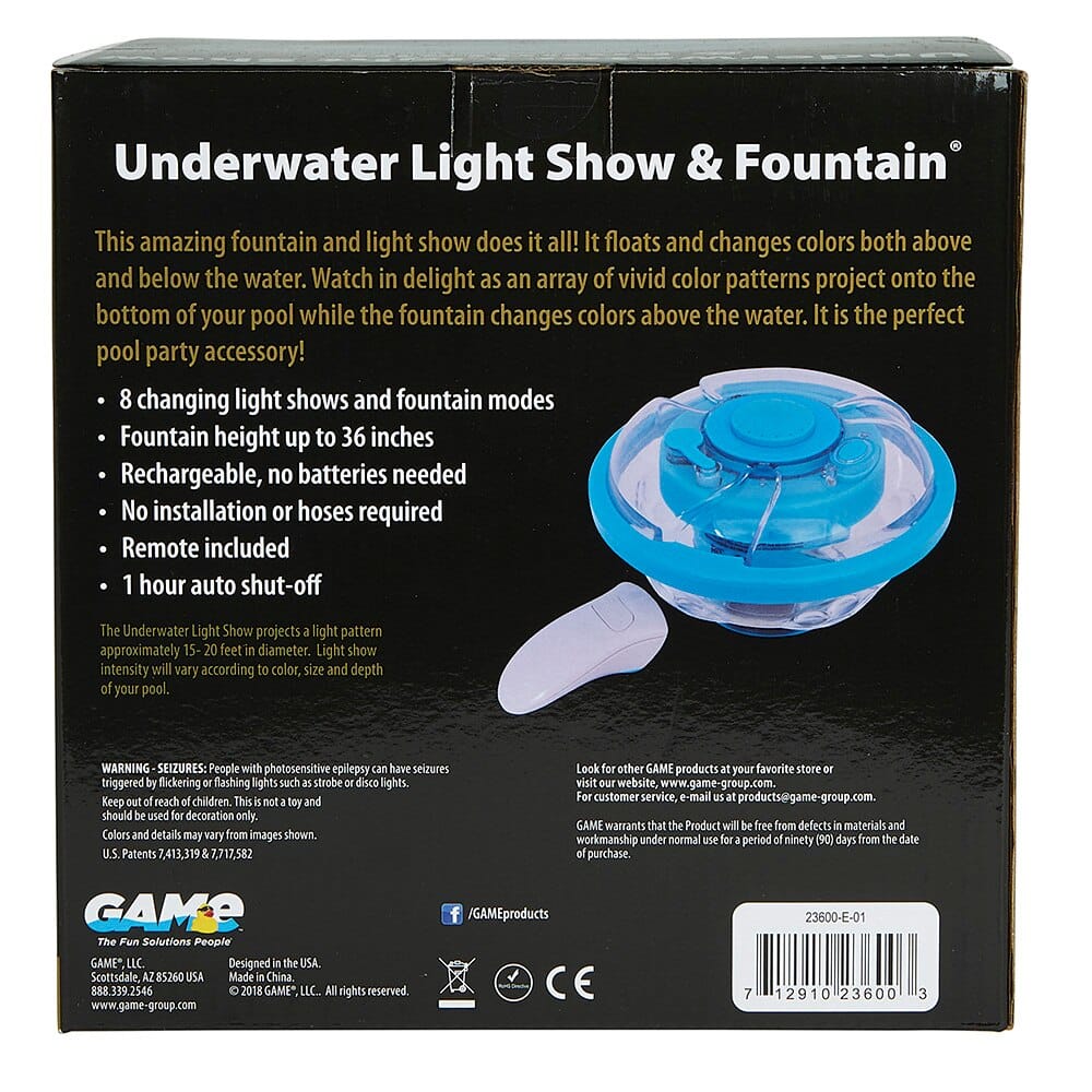 Game Rechargeable Underwater Light Show & Fountain