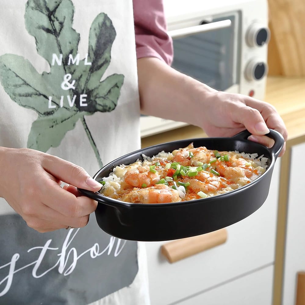 Bruntmor Porcelain Ceramic Pie Pan, Black, Set of 4