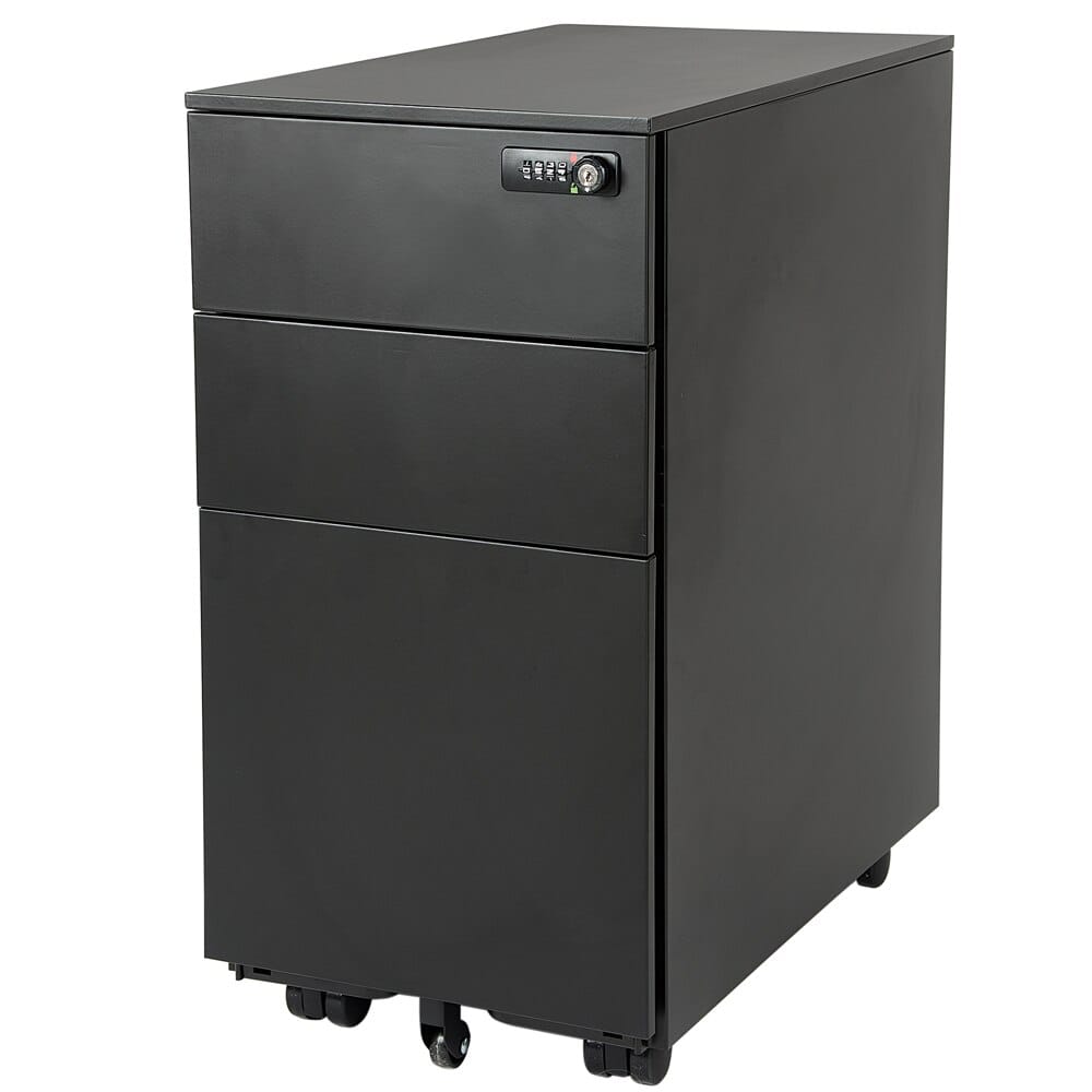 3-Drawer Steel Pedestal Filing Cabinet with Combination Lock