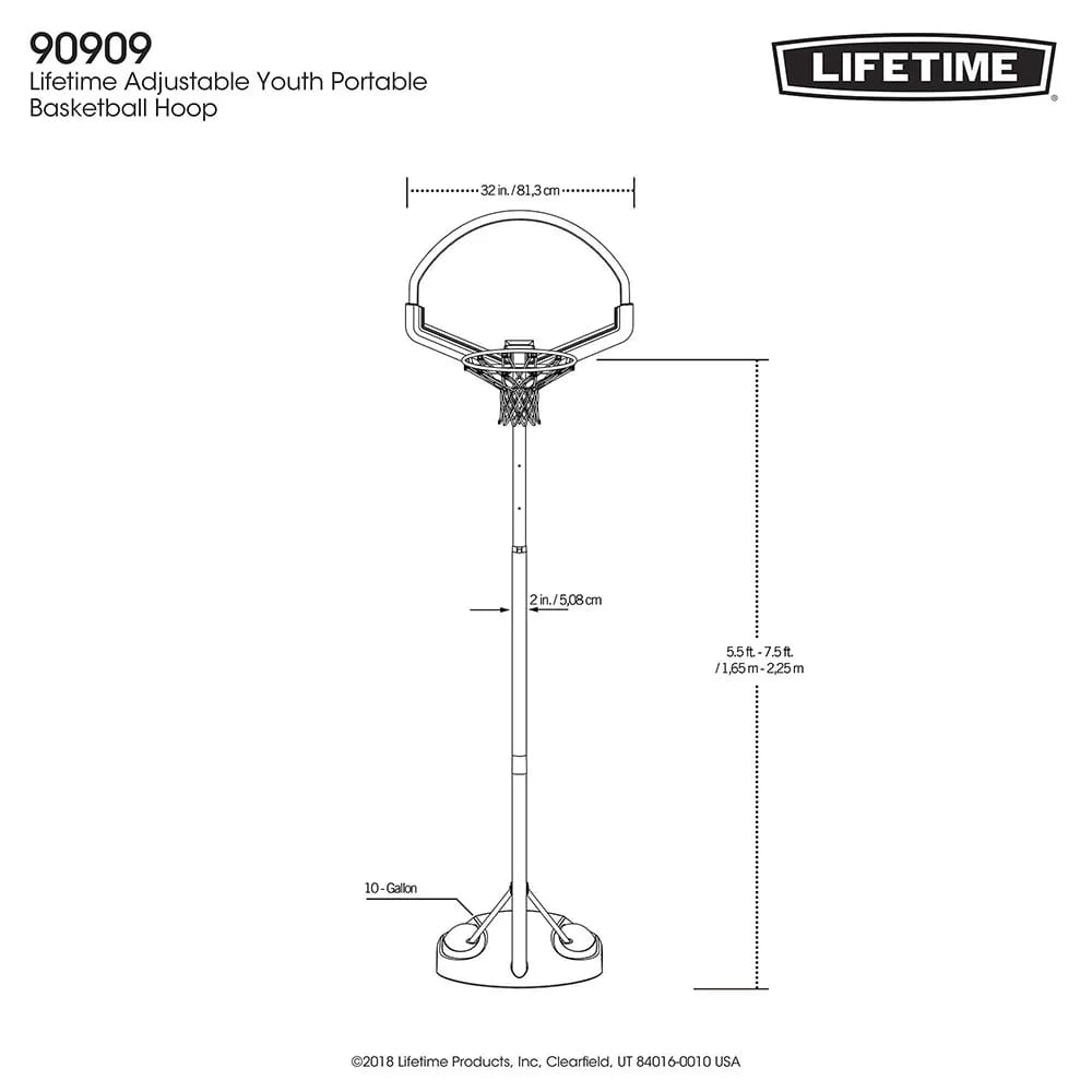 Lifetime Adjustable Youth Portable Basketball Hoop, Blue