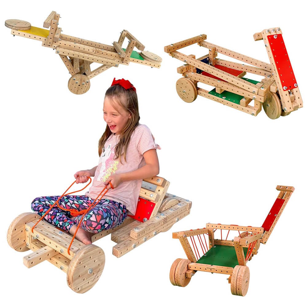 Funphix 290-Piece Wooden Building Blocks Set for Kids