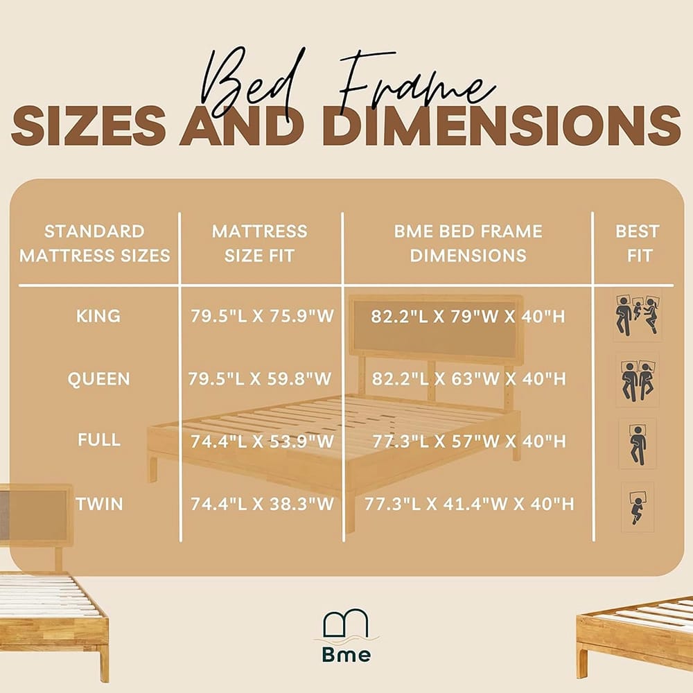 Bme Nipe Twin Acacia Wood Bed Frame, Natural