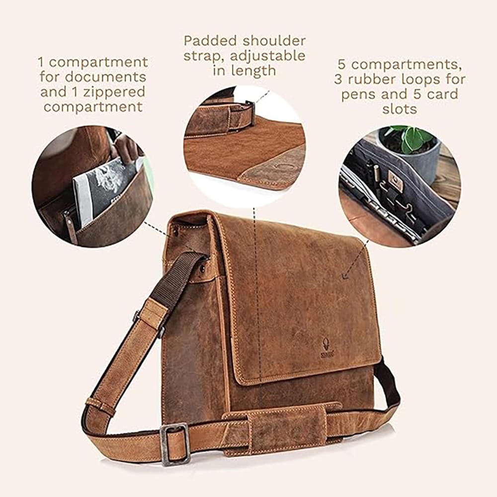 DONBOLSO Leather Messenger Bag