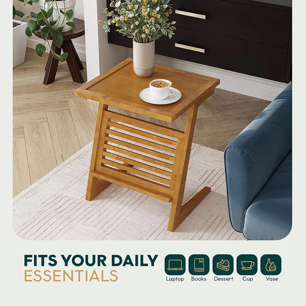 Bme Neil Nightstand Mid Century Modern Side Table, Teak Brown