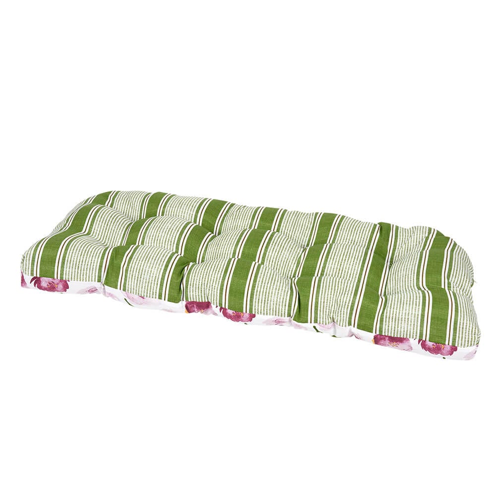 Darius Amethyst Floral Outdoor Wicker Reversible Settee Cushion, 46" x 19"