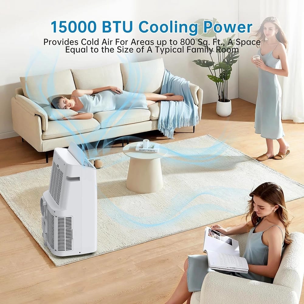 DENBIG 15,000 BTU ASHRAE Portable Air Conditioner, White