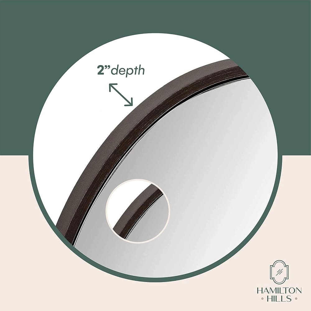 Hamilton Hills Oval Wall Mirror, Brushed Black, 24" x 36"