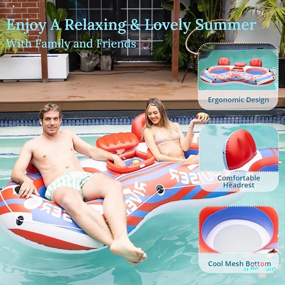 Sunrio 2 Person Inflatable River Tube, Red