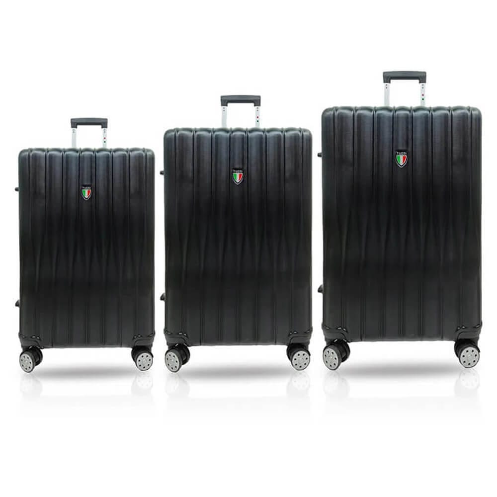 TUCCI Italy Baratro 3-Piece (20", 24", 28") Luggage Set, Black