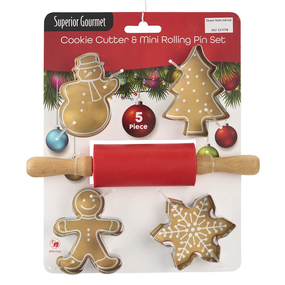 Superior Gourmet Holiday Cookie Cutters with Roller, 5 pc.