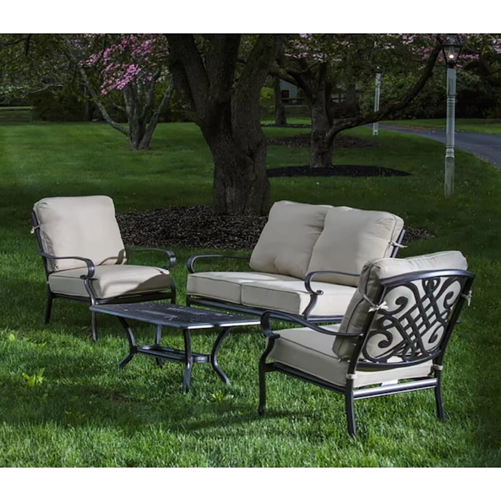 Alfresco Home Newbury 4 Piece Cast Aluminum Seating Set
