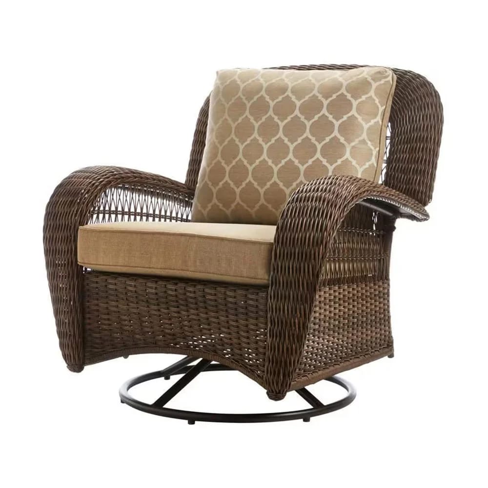 Hampton Bay Beacon Park Outdoor Patio Wicker Swivel Lounge Chair Brown