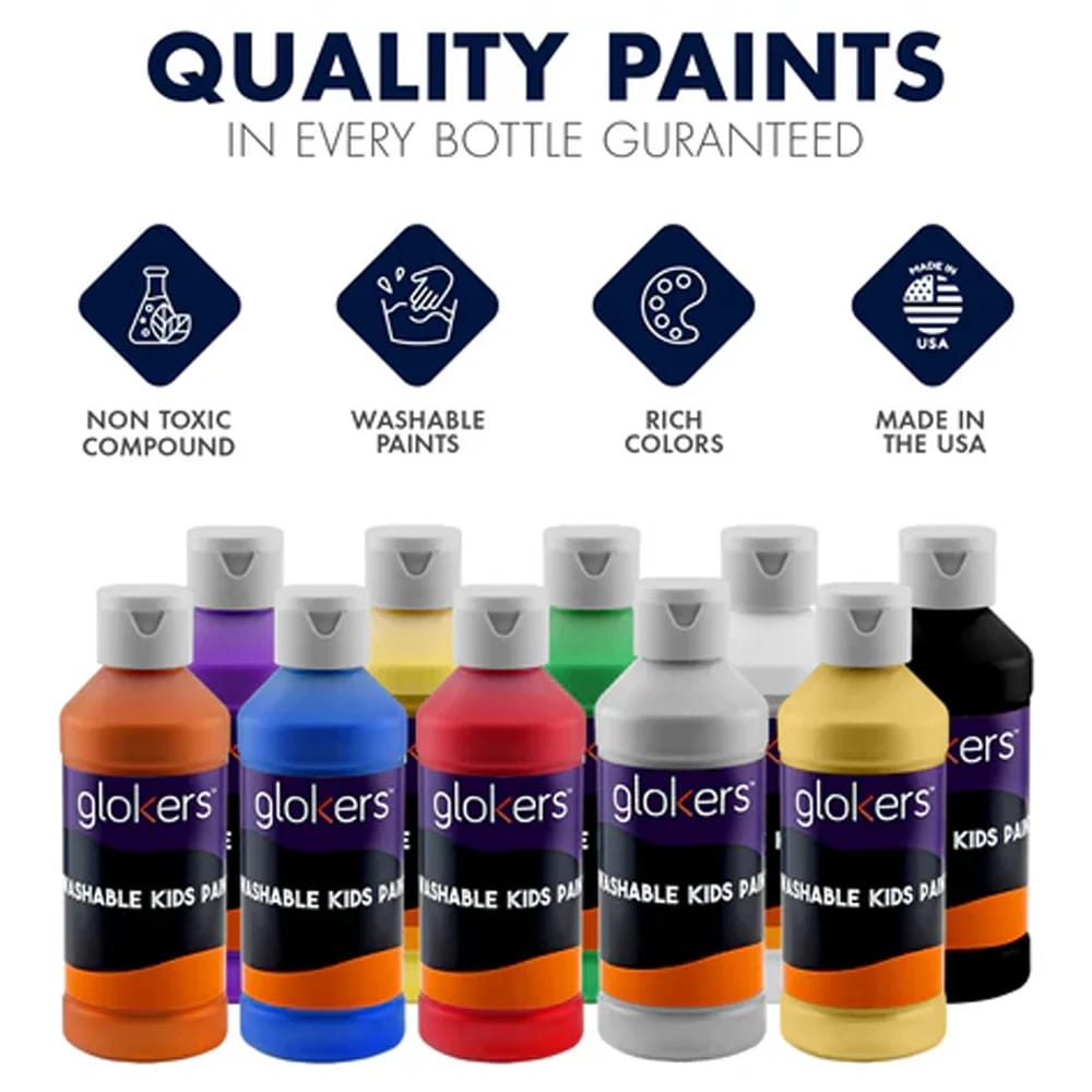 Glokers Washable Kids Paints, 10 Colors