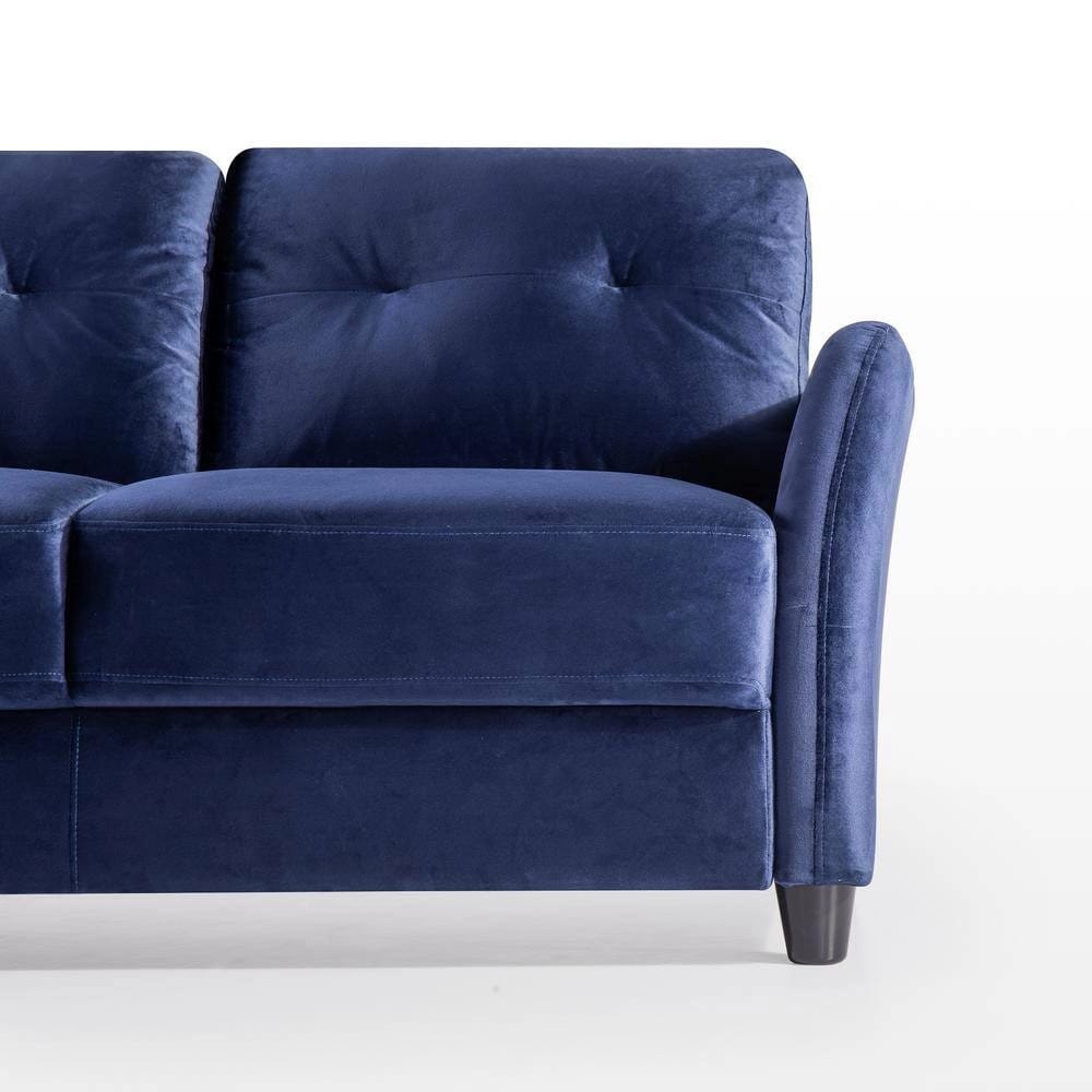Zinus Ricardo Upholstered Velvet Loveseat, Navy
