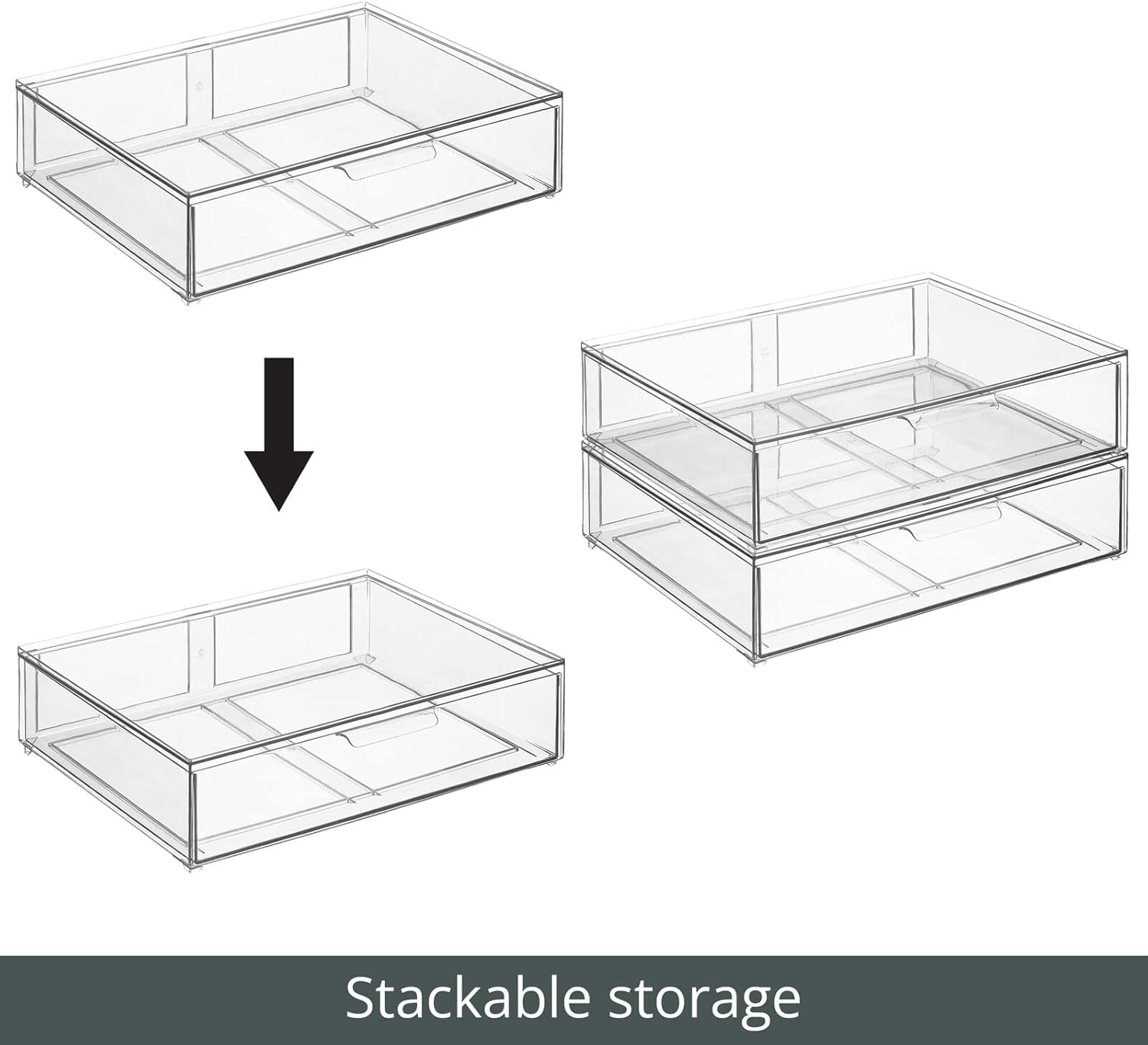 mDesign Wide Stackable Storage Organizer, 4 Pack