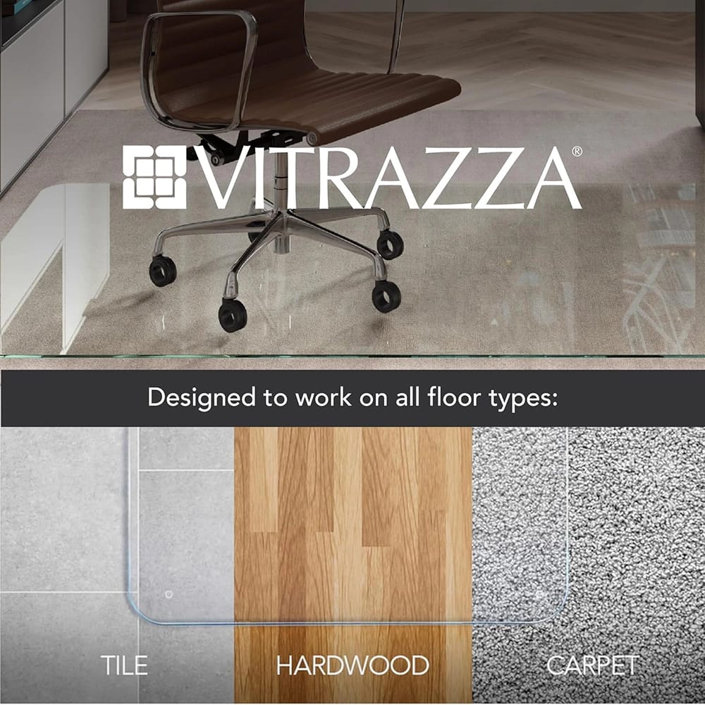 Vitrazza Glass Office Chair Mat, 36" x 42"