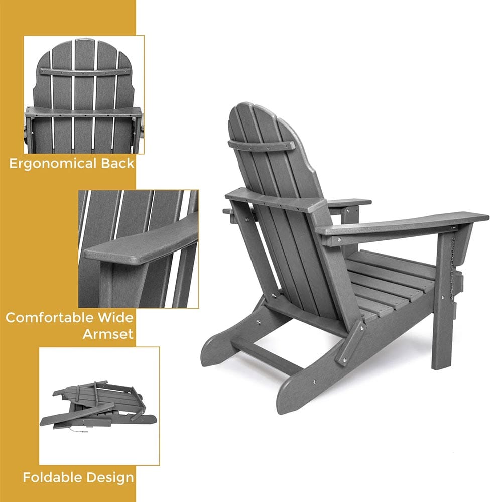 Folding Adirondack Chair, Gray