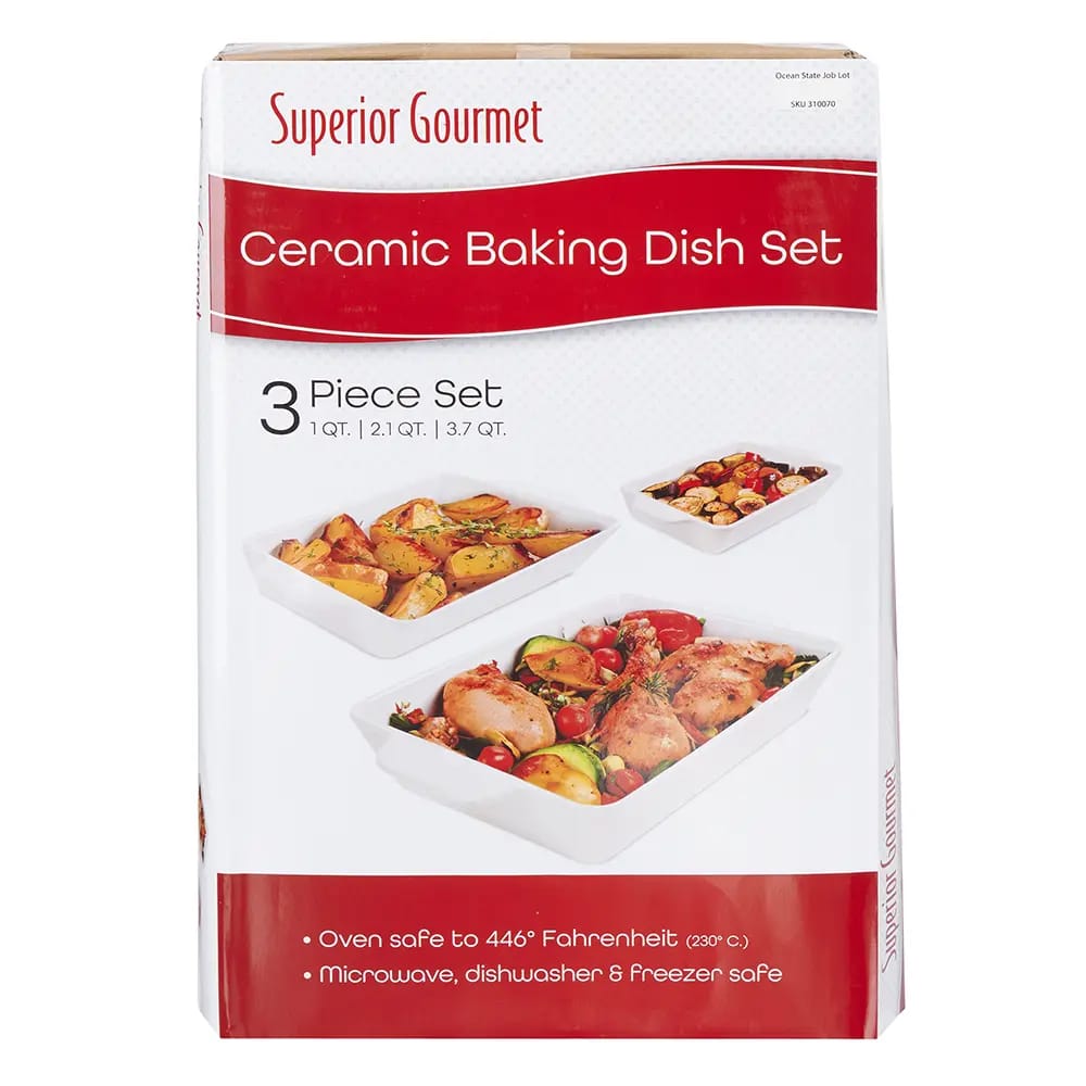 Superior Gourmet Ceramic Baking Dish Set, 3 Piece