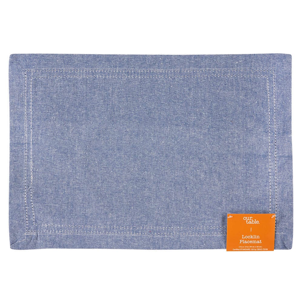 Blue Fabric Locklin Placemat, 13 x 19