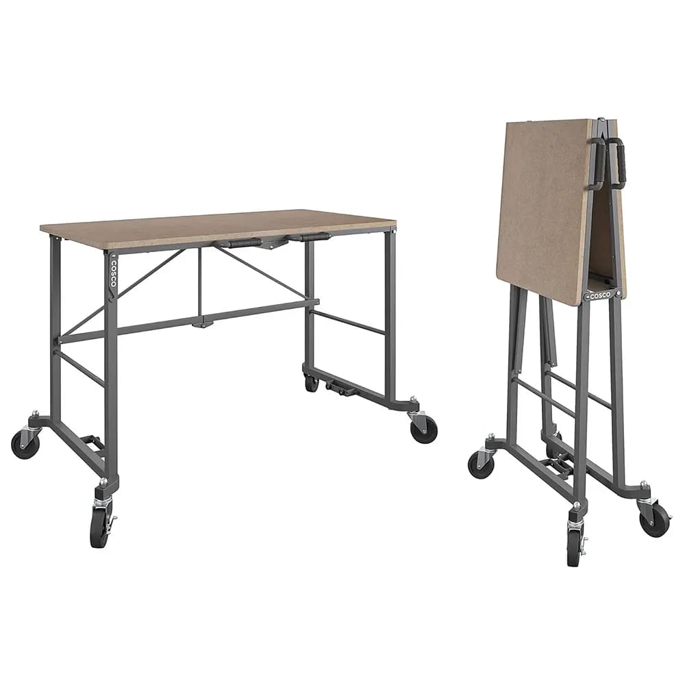 Cosco Smartfold Portable Folding Work Desk, Tan