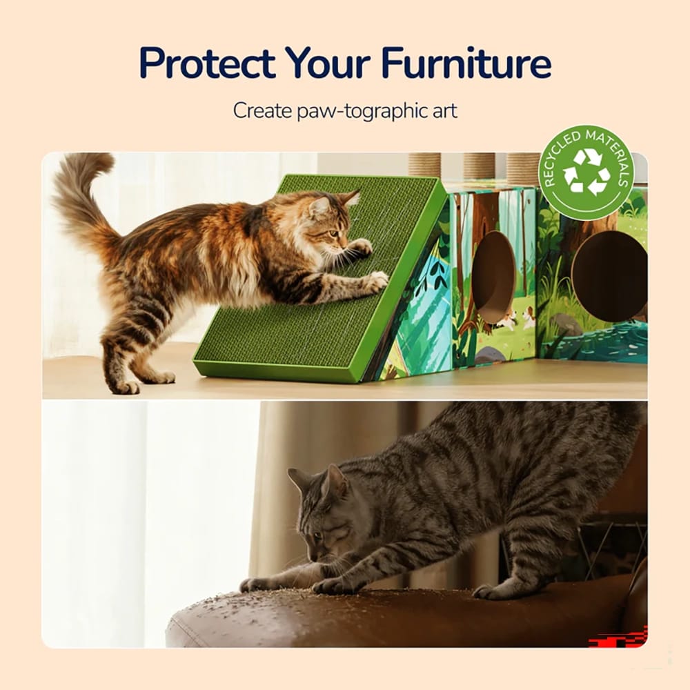 PalNests Large 3-in-1 Modular Cardboard Cat Tree & Scratcher House, Jungle