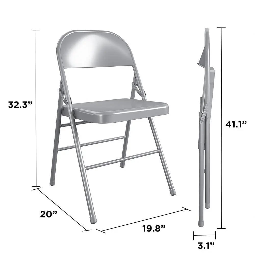 Cosco XL All-Steel Commercial Folding Chair, Gray, 4 Pack