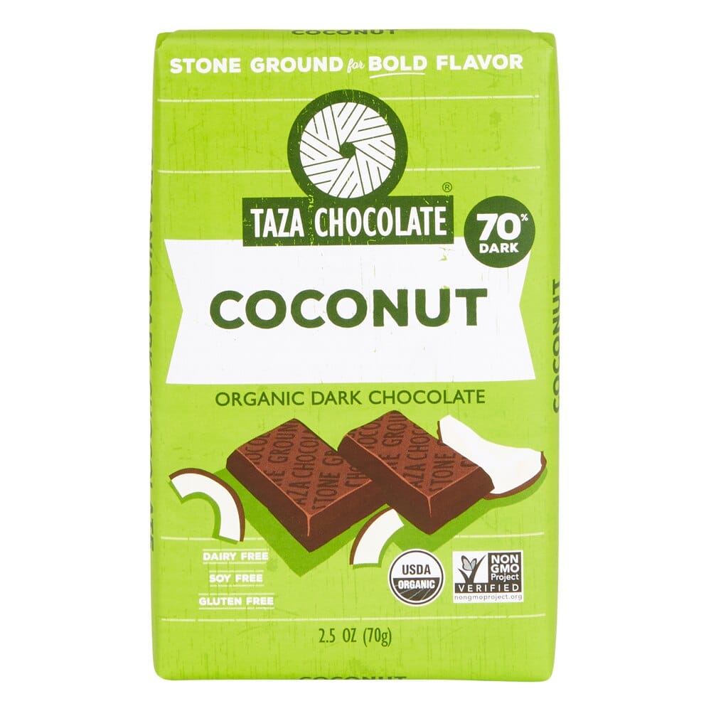 Taza Chocolate Coconut Organic Dark Chocolate, 2.5 oz