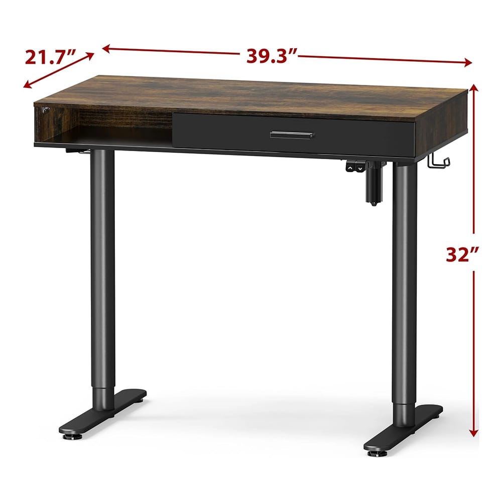 Simple Houseware 40" Height Adjustable Electric Standing Desk with Drawer, Brown