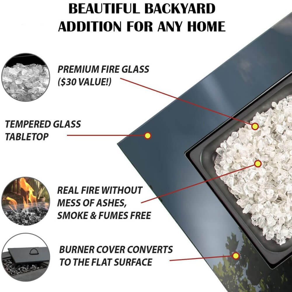 Endless Summer 30" Outdoor Propane Gas Fire Pit, 50,000 BTU, White Fireglass