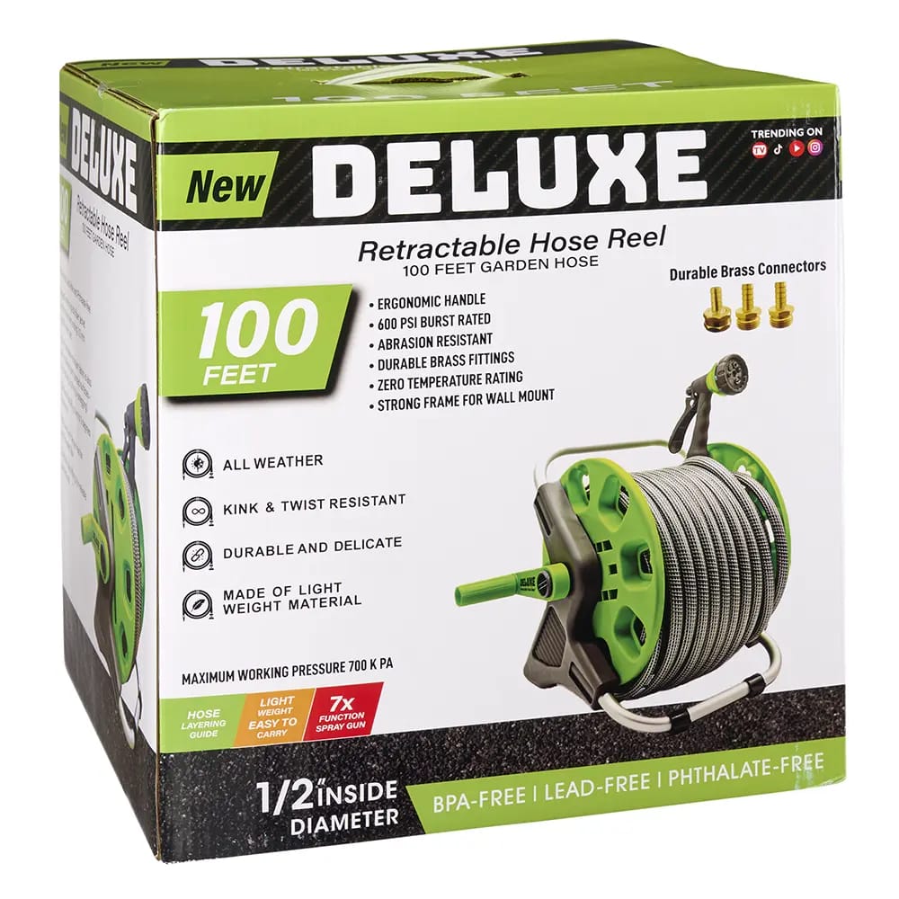 Deluxe Retractable Hose Reel, 100'
