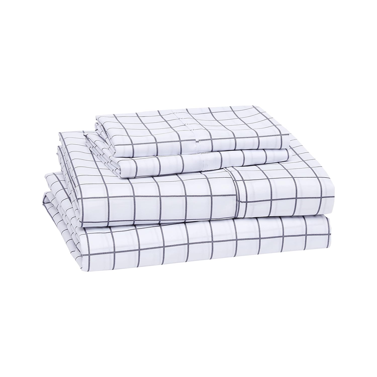 Lightweight Super Soft Microfiber Sheet Set, Queen, Blue/Gray Windowpane