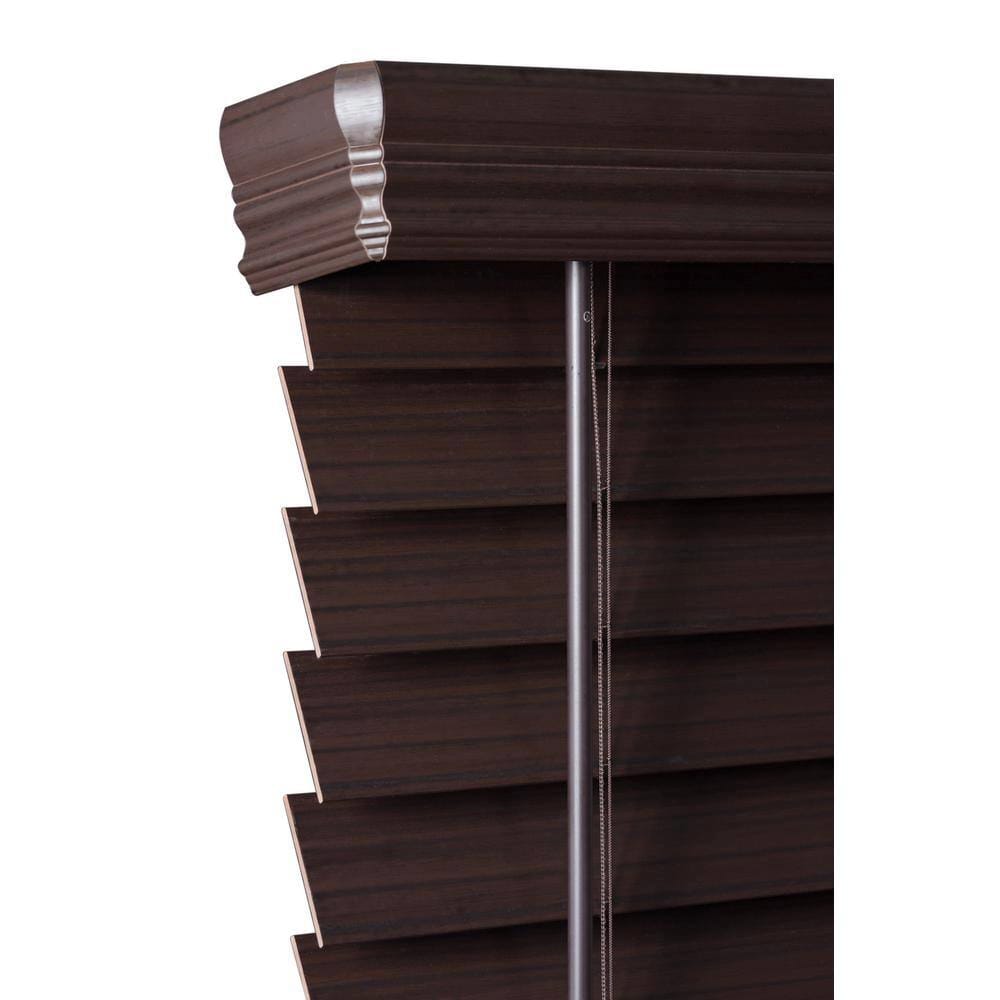 Cordless Premium Faux Wood Blinds with 2.5" Slats, Espresso, 36" x 64"