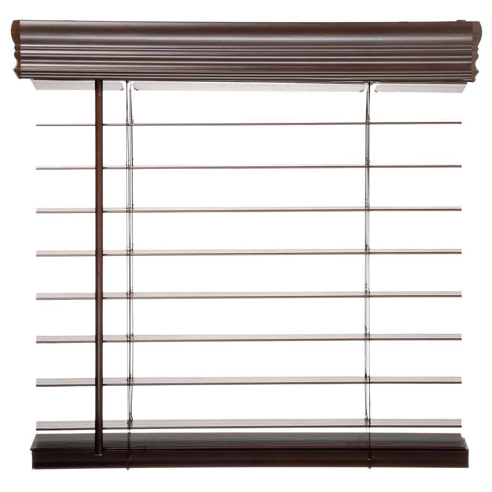 Cordless Premium Faux Wood Blinds with 2.5" Slats, Espresso, 35" x 72"