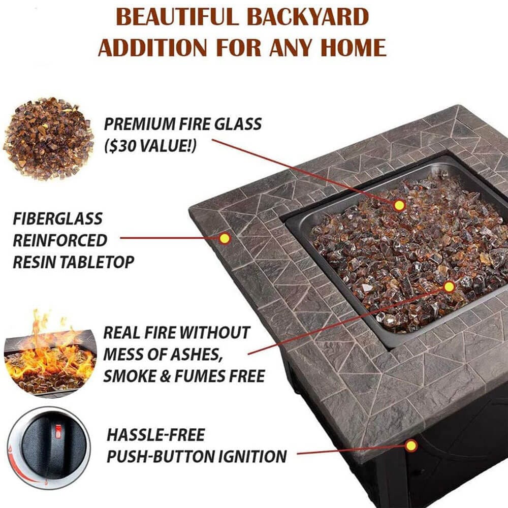 Endless Summer 30" Outdoor Propane Gas Fire Pit, 30,000 BTU, Copper Fireglass