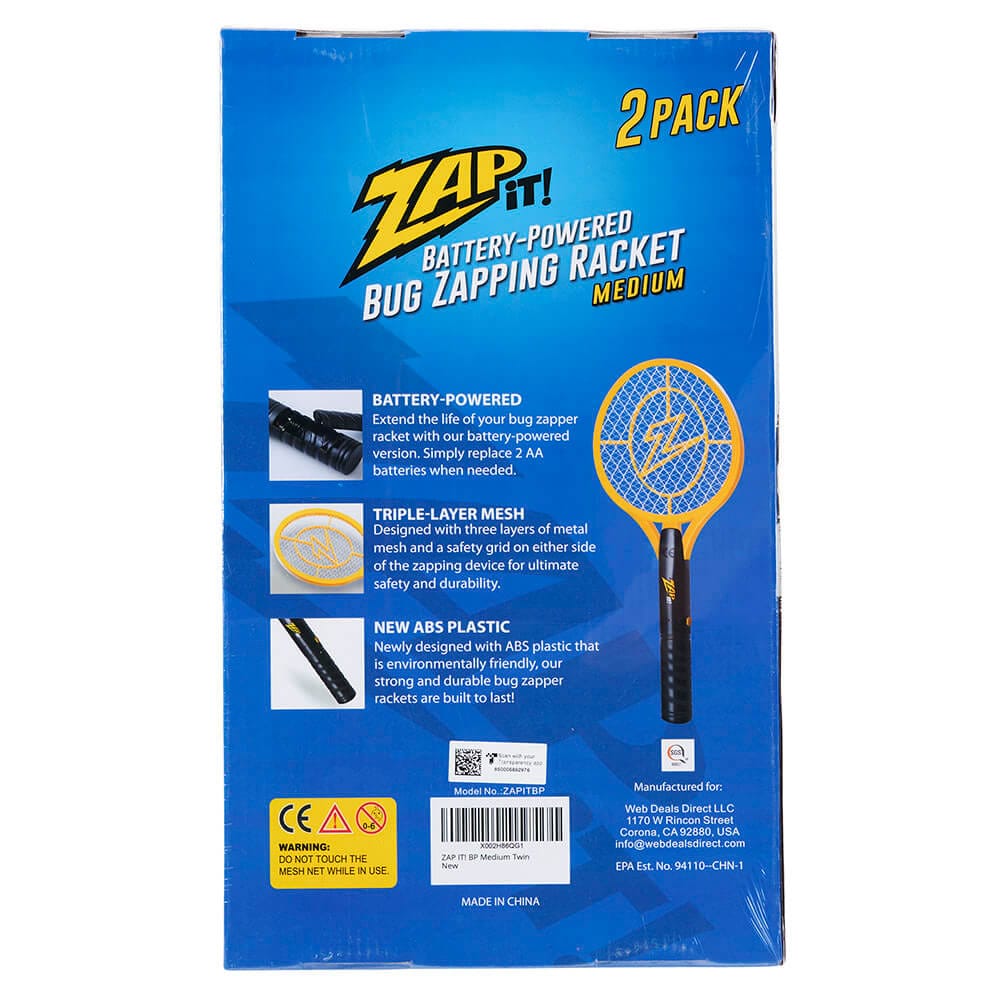 ZAP IT! Battery-Powered Mini Bug Zapping Racket, 2 Count