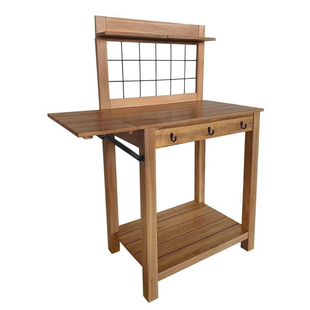 TK Classics Outdoor Acacia Wood Potting Bench