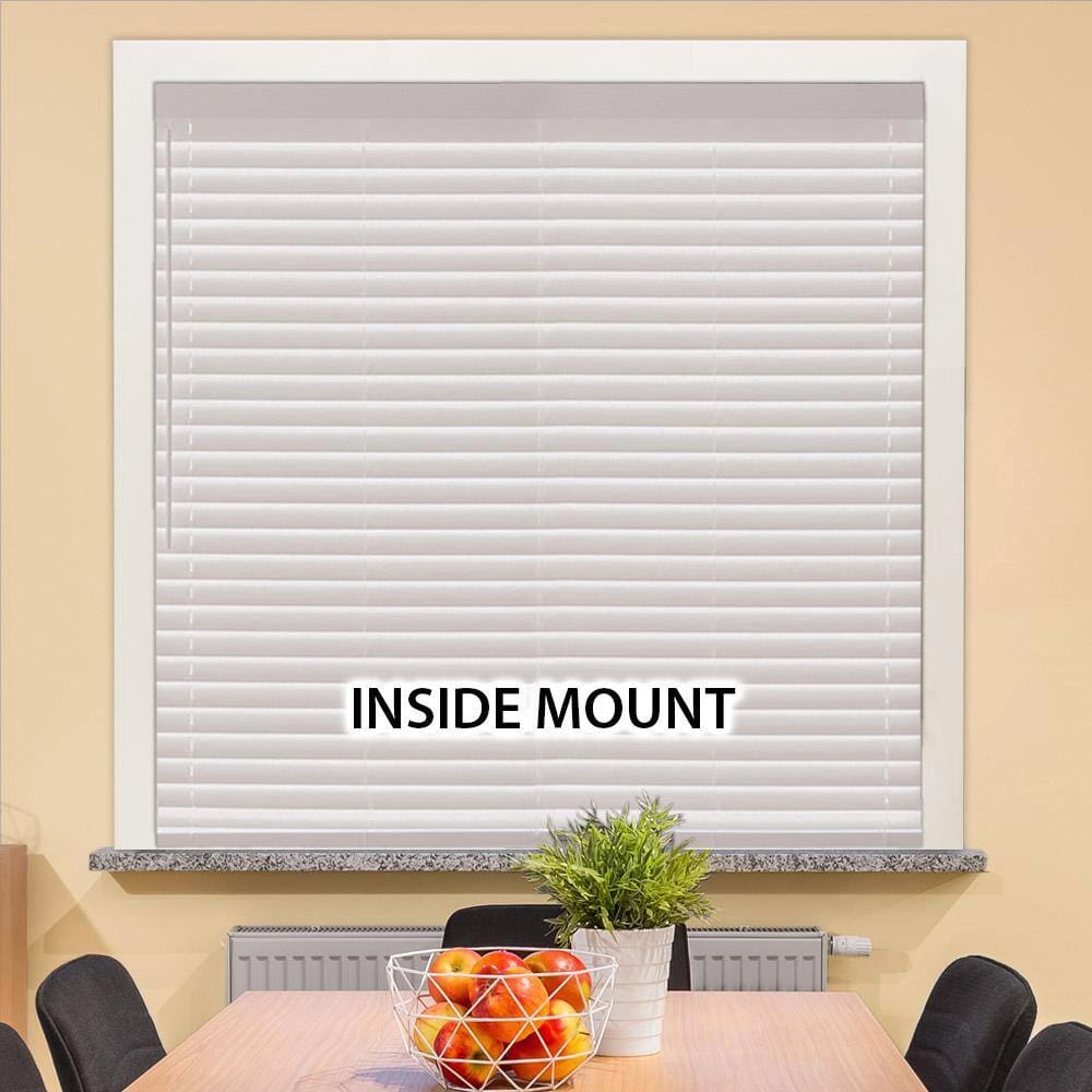 Cordless Faux Wood Blinds with 2" Slats, White, 36" x 64"