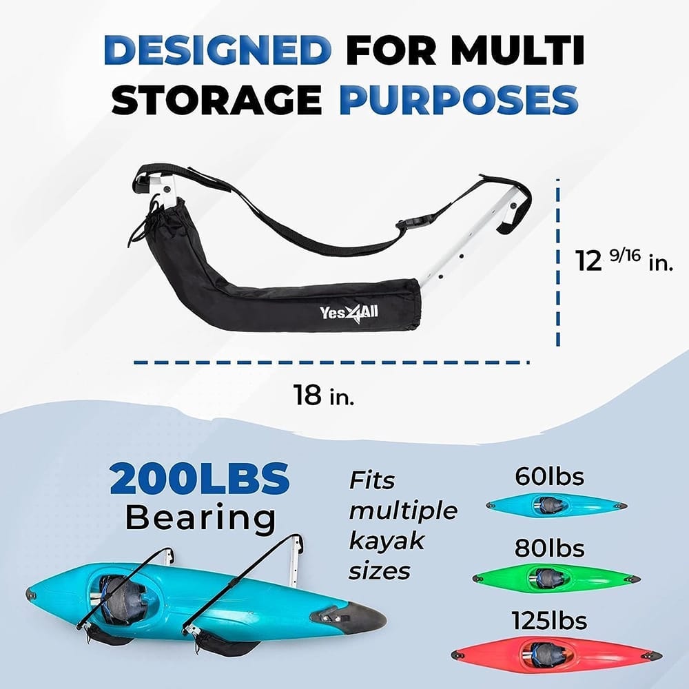 Yes4All Heavy Duty Kayak Storage Hooks, 4ct