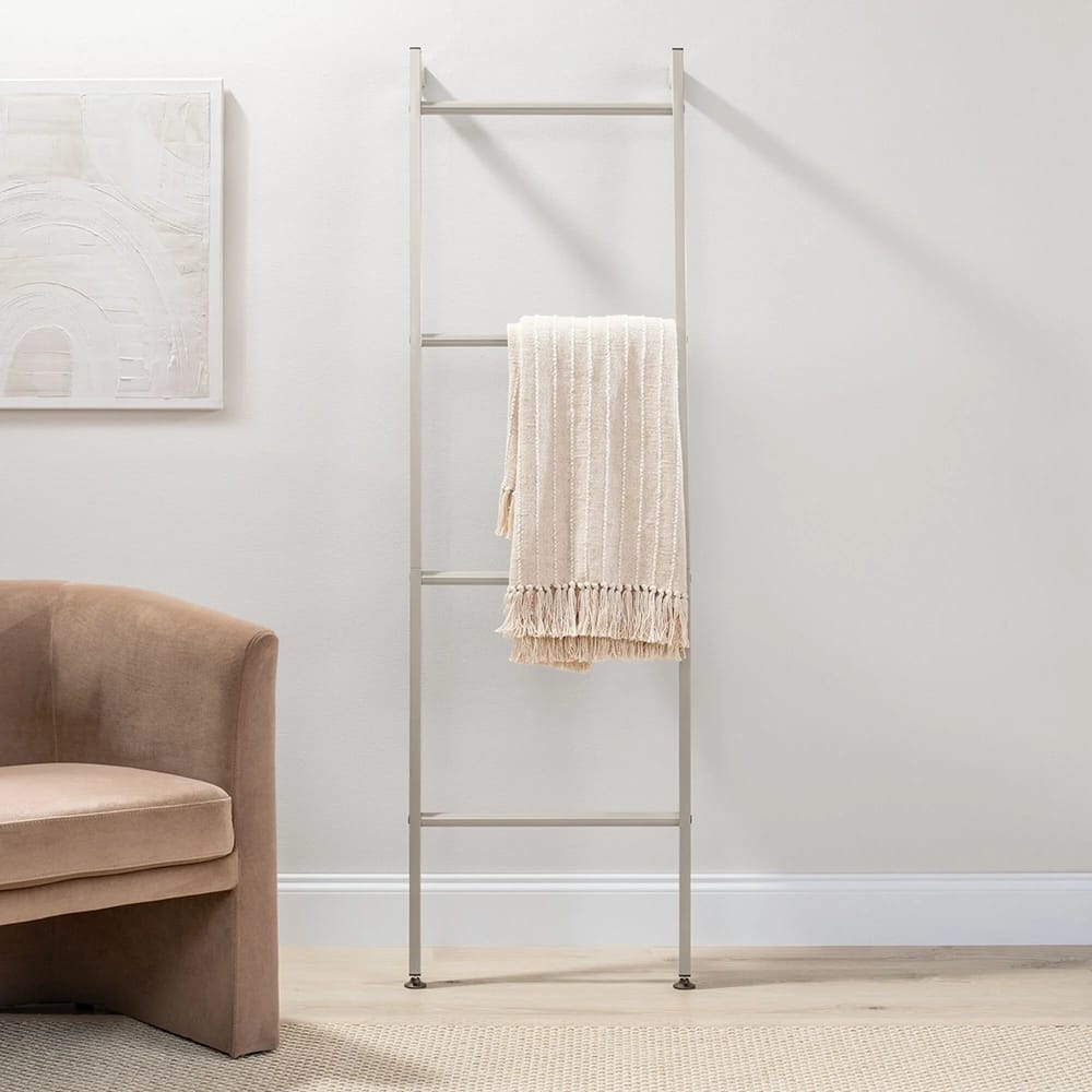 mDesign Freestanding Blanket and Towel Ladder, White