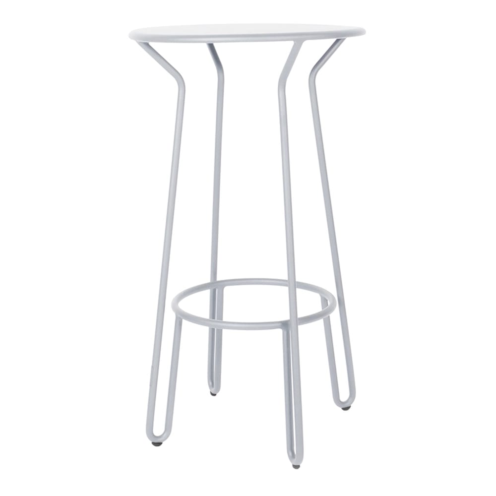 Maiori Aluminum Huggy Round Stackable Patio Bar Table, Frosty Gray